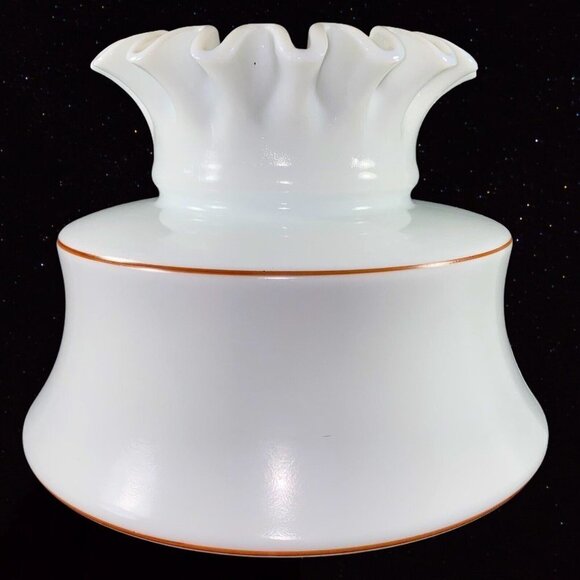 Vintage Quoizel Abigail Adams Lamp Shade Ruffled Top Milk Glass 8”T 7”W Flower - Picture 5 of 10